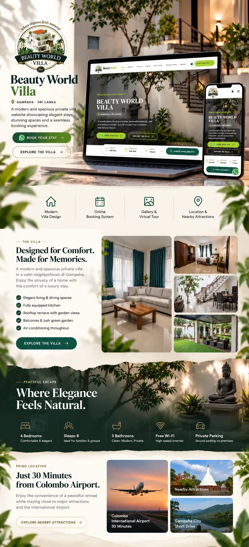 Website design for Beauty World Villa